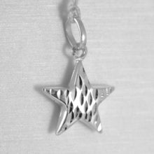 Load image into Gallery viewer, 18k white gold rounded star pendant charm 20 mm worked &amp; smooth, made in Italy
