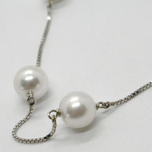 Load image into Gallery viewer, 18k white gold necklace, venetian chain alternate with Akoya white pearls 8.5 mm.
