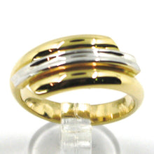 Load image into Gallery viewer, 18K YELLOW WHITE GOLD BAND RING, TRIPLE TUBE, ROUNDED, BICOLOR.
