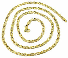 Load image into Gallery viewer, 9K GOLD CHAIN TYGER EYE FLAT LINKS 3mm THICKNESS, 60cm, 24 INCHES, NECKLACE.
