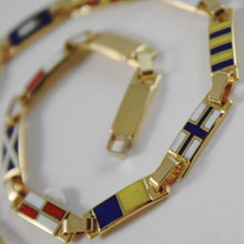 Load image into Gallery viewer, solid 18k yellow gold bracelet with flat glazed nautical flags, made in Italy.
