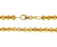 Load image into Gallery viewer, 18k yellow gold balls chain worked spheres 4mm diamond cut, faceted 18&quot;, 45cm
