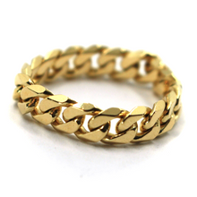 Load image into Gallery viewer, 18K YELLOW GOLD MAN BAND 6mm THICK SOLID MIAMI CUBAN CURB CHAIN RING.
