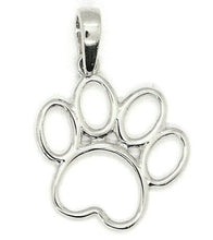 Load image into Gallery viewer, SOLID 18K WHITE GOLD SMALL 15mm 0.6&quot; CAT DOG PAWPRINT PAW PENDANT, ITALY MADE.
