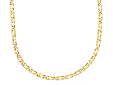18K YELLOW GOLD CHAIN, SMALL 2.2mm, TIGER EYE ELONGATED ONDULATE LINKS 45cm 18