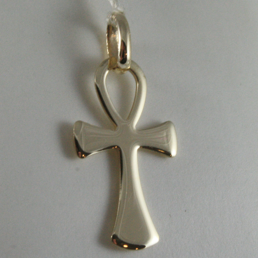 SOLID 9K YELLOW GOLD CROSS OF LIFE ANKH, MADE IN ITALY, ENGRAVABLE.