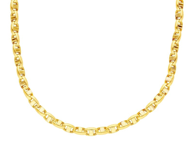18K YELLOW GOLD CHAIN SAILOR'S NAUTICAL NAVY MARINER OVAL 3.5mm LINK, 20