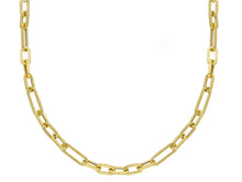Cargar imagen en el visor de la galería, 18K YELLOW GOLD CHAIN NECKLACE SQUARED OVAL PAPER CLIP 3x6mm &amp; 3x10mm LINK, 18&quot;.
