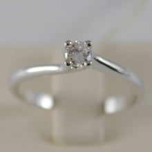 Load image into Gallery viewer, 18k white gold solitaire wedding band wave spiral ring diamond .16 made in Italy.
