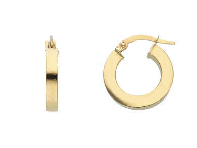 18K YELLOW GOLD CIRCLE EARRINGS DIAMETER 10 MM WITH SQUARE TUBE   MADE IN ITALY.