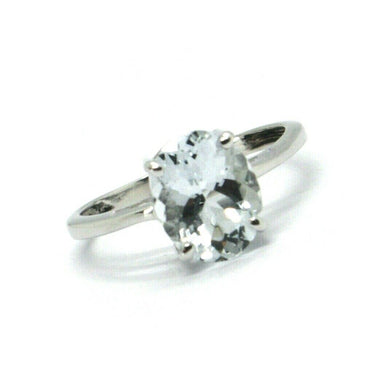SOLID 18K WHITE GOLD RING with OVAL AQUAMARINE 2.6 Carats, SOLITAIRE.