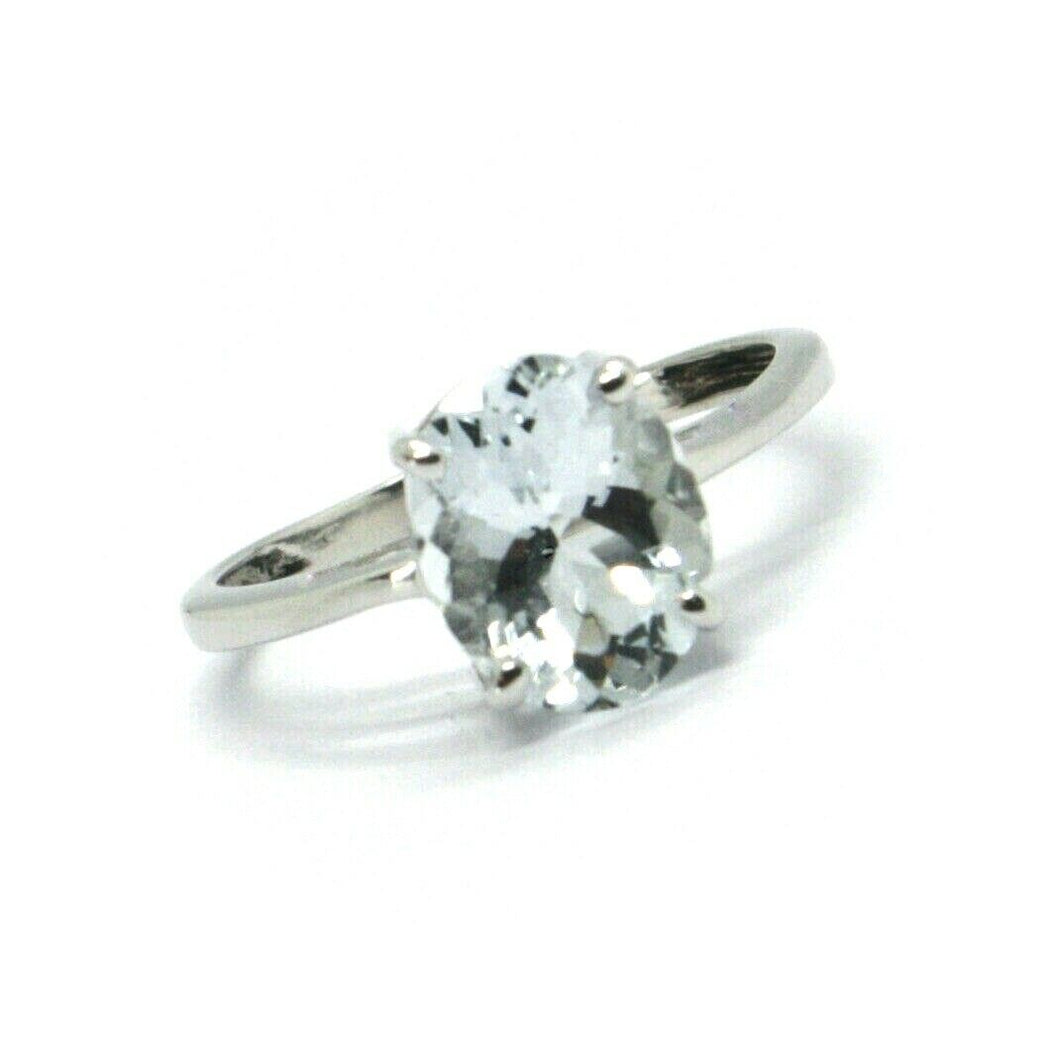 SOLID 18K WHITE GOLD RING with OVAL AQUAMARINE 2.6 Carats, SOLITAIRE