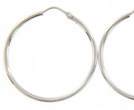 18k white gold round circle earrings diameter 25 mm width 1.7 mm, made in Italy.