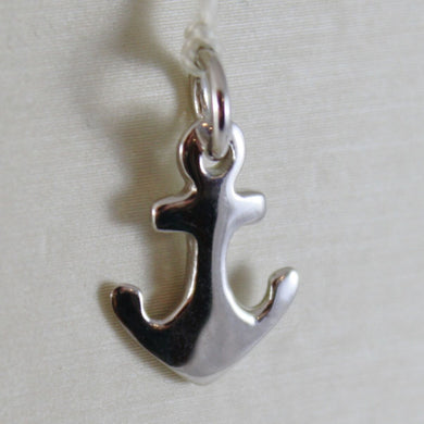 SOLID 18K WHITE GOLD PENDANT, FLAT ANCHOR, LENGTH 0.67 IN, MADE IN ITALY.
