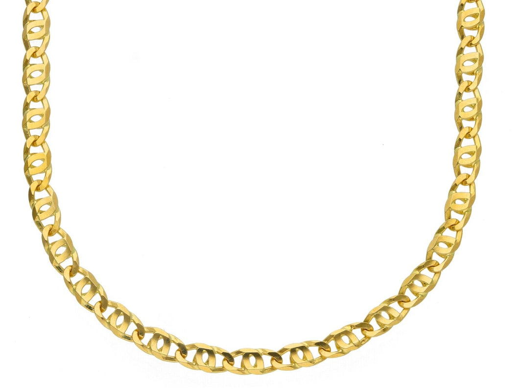 SOLID 18K YELLOW GOLD CHAIN BIG TIGER EYE INFINITY FLAT LINKS 4 mm, 20