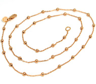 18k rose gold balls chain 2 mm, 35 inches long, sphere alternate oval rolo.