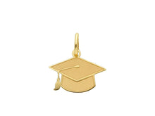Load image into Gallery viewer, 18K YELLOW GOLD SMALL 12mm SQUARE ACADEMIC CAP GRADUATION HAT FLAT SATIN PENDANT
