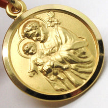 Load image into Gallery viewer, 18k yellow gold St Saint San Giuseppe Joseph Jesus Christ medal pendant, 21mm.
