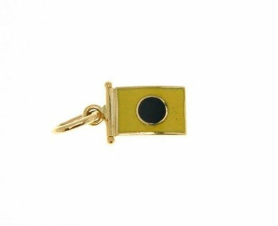 18k yellow gold nautical glazed flag letter i pendant charm medal enamel Italy.