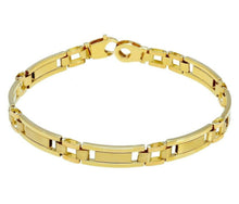 Load image into Gallery viewer, 18K YELLOW GOLD MAN BRACELET ALTERNATE ROUNDED SQUARED 7mm LINK, 21 CM, 8.3&quot;.
