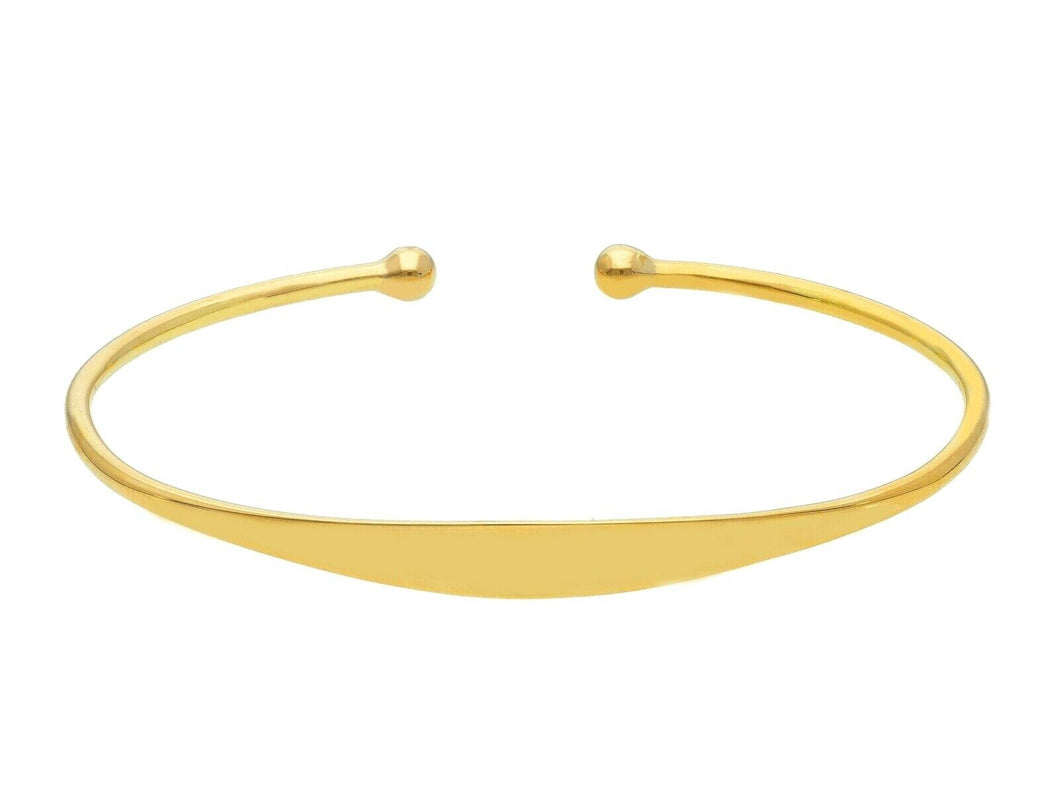 18K YELLOW GOLD SOLID MAN BRACELET, RIGID, CUFF, BANGLE, SMOOTH, MADE IN ITALY