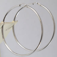 18k white gold circle earrings hoop, tube, diameter 1.61 in made in Italy.