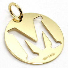 Load image into Gallery viewer, 18K YELLOW GOLD LUSTER ROUND MEDAL WITH LETTER M MADE IN ITALY DIAMETER 0.5 IN
