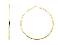 Load image into Gallery viewer, 18K YELLOW GOLD CIRCLE EARRINGS DIAMETER 50 MM WITH SQUARE TUBE, MADE IN ITALY.
