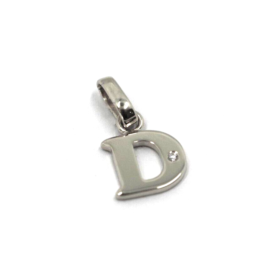 18k white gold pendant charm small initial letter D, 10mm, 0.4