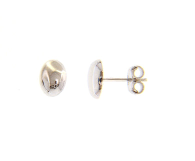18K WHITE GOLD BUTTON EARRINGS ROUNDED OVALS, 8x6mm, 0.3x0.24