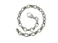 18k white gold bracelet, oval rolo rounded 5x7mm circle links, 20cm 7.9
