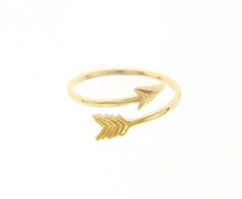 Load image into Gallery viewer, 18k yellow gold arrow ring smooth bright luminous double wire made in Italy.
