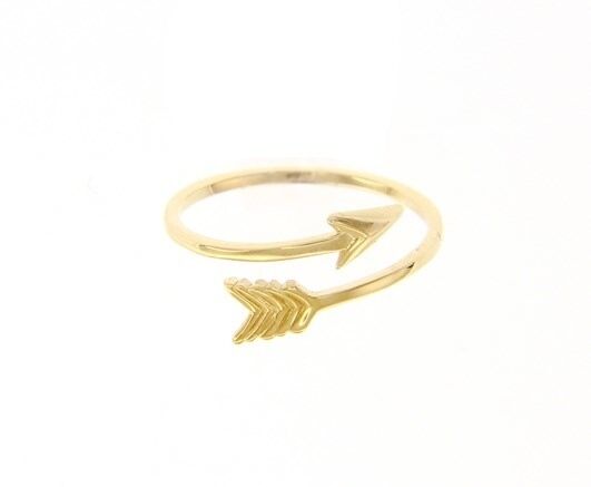 18k yellow gold arrow ring smooth bright luminous double wire made in Italy.