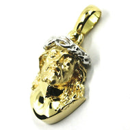 18k yellow white gold Ecce Homo Jesus Christ face incredibly detailed 26mm pendant.