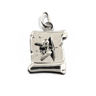 18k white gold parchment medal pendant length 18mm zodiacal sign sagittarius.