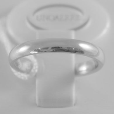 18k white gold wedding band Unoaerre comfort ring marriage 3 mm, made in Italy.