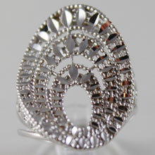 Load image into Gallery viewer, SOLID 18K WHITE GOLD BAND RING OVAL WAVE, BRIGHT, FINELY WORKED MADE IN ITALY
