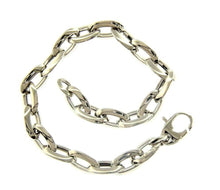 Charger l&#39;image dans la galerie, 18k white gold bracelet, 19cm 7.5&quot;, oval rounded links 8mm 0.3&quot;, made in Italy.
