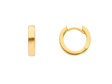 18K YELLOW GOLD HOOPS SMALL EARRINGS DIAMETER 10mm SQUARE TUBE THICKNESS 2.5mm.