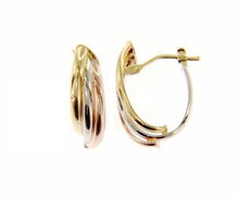 Load image into Gallery viewer, 18K YELLOW WHITE ROSE GOLD OVAL HOOP EARRINGS SIZE 20 MM x 12 MM MADE IN ITALY

