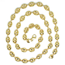 Load image into Gallery viewer, 18k yellow gold mariner chain big ovals 8 mm, 20 inches, anchor rounded puffed necklace.
