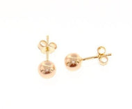 18k rose pink gold earrings with 6 mm balls ball round sphere, made in Italy.