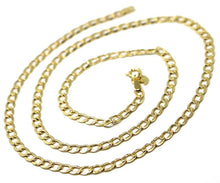 Load image into Gallery viewer, 9K GOLD GOURMETTE CUBAN CURB LINKS FLAT CHAIN 4mm, 60cm, 24&quot;, BRIGHT NECKLACE.
