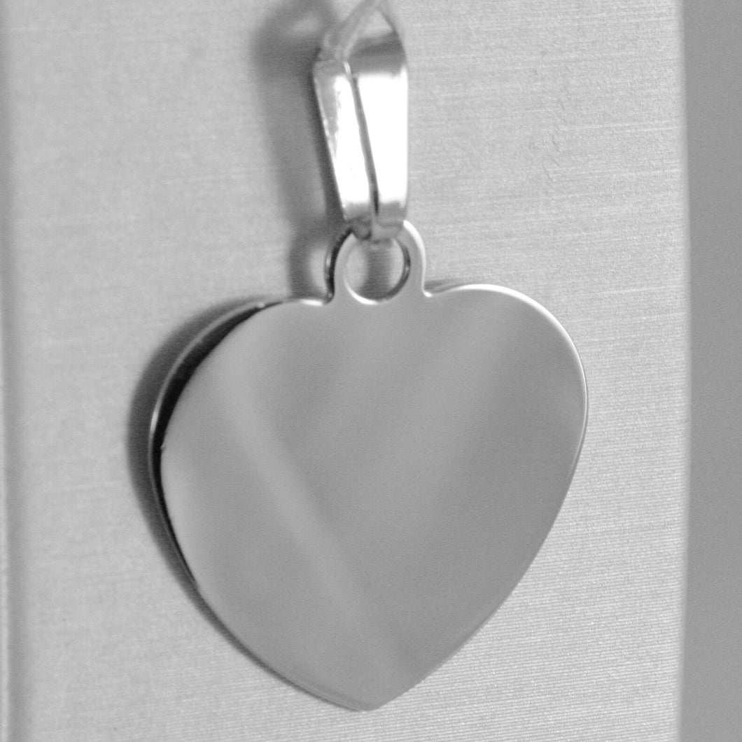 18k white gold heart, photo & text engraved personalized pendant 22 mm, medal.