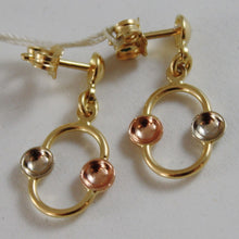 Load image into Gallery viewer, 18K YELLOW, ROSE, WHITE GOLD PENDANT OVAL EARRINGS, BALLS BRIGHT MADE IN ITALY.
