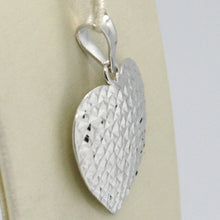 Load image into Gallery viewer, 18k white gold heart pendant, charms, finely worked, curved, made in italy
