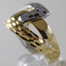 Load image into Gallery viewer, SOLID 18K WHITE &amp; YELLOW GOLD BAND RING HUG INFINITY FINELY WORKED MADE IN ITALY
