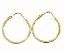 Load image into Gallery viewer, 18K YELLOW GOLD ROUND CIRCLE EARRINGS DIAMETER 15 MM WIDTH 1.7 MM, MADE IN ITALY
