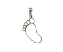 Load image into Gallery viewer, SOLID 18K WHITE GOLD SMALL 17mm 0.67&quot; FOOTPRINT PENDANT, FOOT CHARM, ITALY MADE
