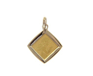 18K YELLOW WHITE GOLD RHOMBUS MEDAL 14mm PENDANT, GUARDIAN ANGEL, MADE IN ITALY.